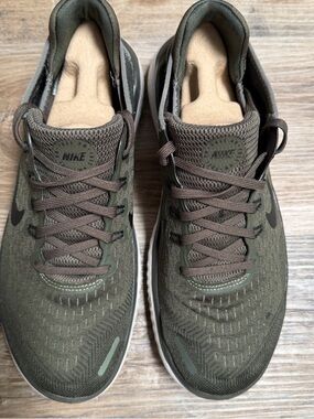 Nike Free Run Flyknit Olive Athletic Running Shoes